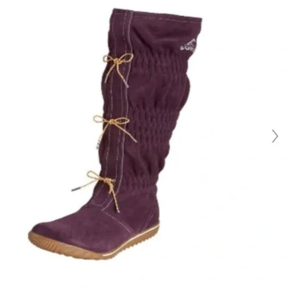 Sorel Shoes - Sorel Boots Womens 9 Burgundy Purple Firenzy Tall Scrunch Slouch Lace Up Boho